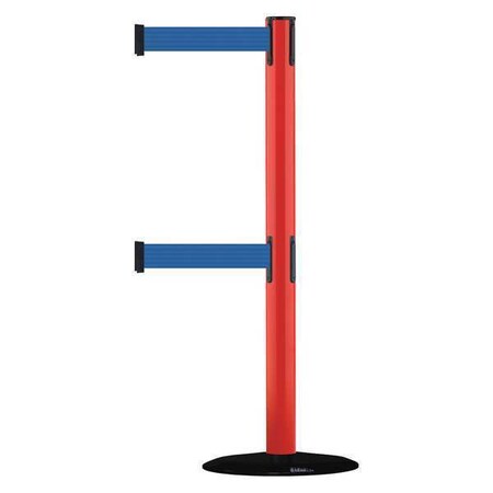 Tensabarrier Barrier Post with Belt, 7 1/2 ft Length, 38 in Post Height, No Legend 889T2B-33-21-STD-NO-L5X-C