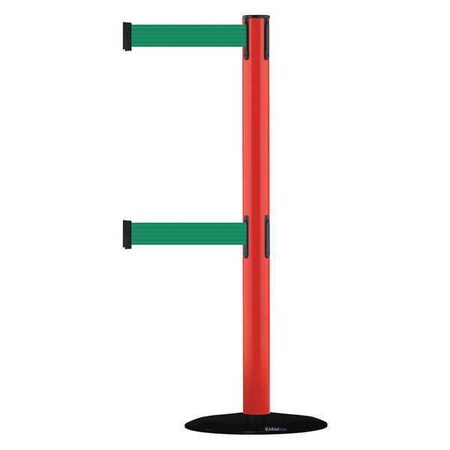 Tensabarrier Barrier Post with Belt, 7 1/2 ft Length, 38 in Post Height, No Legend 889T2B-33-21-STD-NO-G6X-C