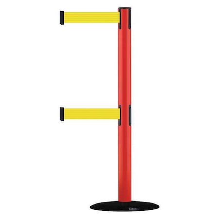 Tensabarrier Barrier Post with Belt, 7 1/2 ft Length, 38 in Post Height, No Legend 889T2B-33-21-STD-NO-Y5X-C