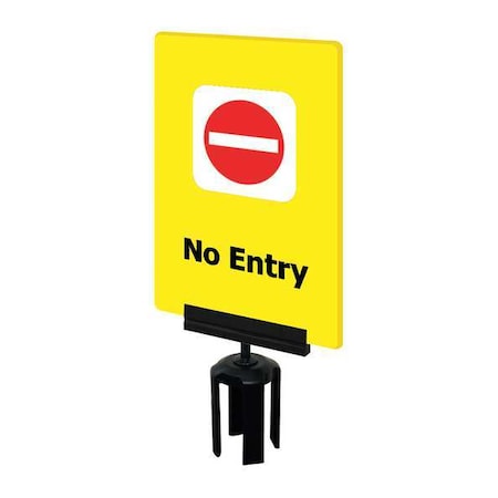 Tensabarrier Acrylic Sign, Yellow, No Entry S14-P-35-7X11-V-HDSB-1701-33