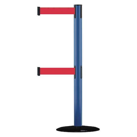 Tensabarrier Barrier Post with Belt, 7 1/2 ft Length, 38 in Post Height, No Legend 889T2B-33-23-STD-NO-R5X-C