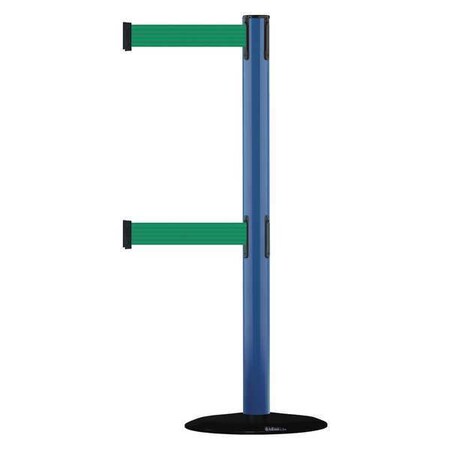 Tensabarrier Barrier Post with Belt, 7 1/2 ft Length, 38 in Post Height, No Legend 889T2B-33-23-STD-NO-G6X-C