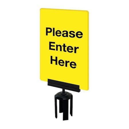 Tensabarrier Acrylic Sign, Yellow, Please Enter Here S01-P-35-7X11-V-HDSB-1701-33
