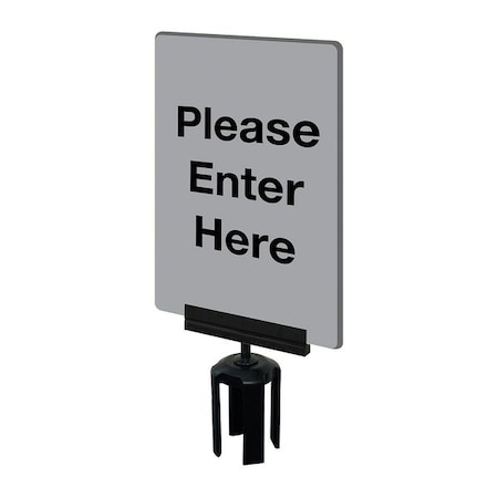 Tensabarrier Acrylic Sign, Gray, Please Enter Here S01-P-36-7X11-V-HDSB-1701-33