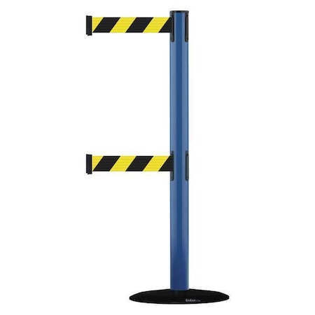 Tensabarrier Barrier Post with Belt, 7 1/2 ft Length, 38 in Post Height, No Legend 889T2B-33-23-STD-NO-D4X-C