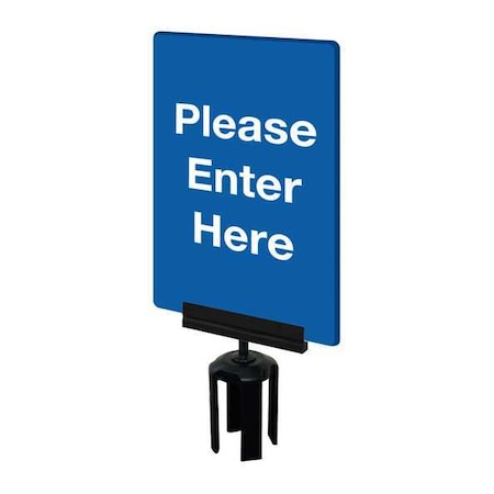 Tensabarrier Acrylic Sign, Blue, Please Enter Here S01-P-23-7X11-V-HDSB-1701-33
