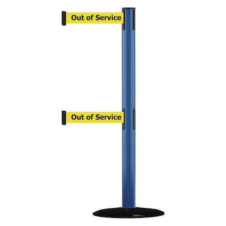 Tensabarrier Barrier Post with Belt, 7 1/2 ft Length, 38 in Post Height, Out of Service 889T2B-33-23-STD-NO-YEX-C