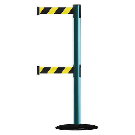 Tensabarrier Barrier Post with Belt, 7 1/2 ft Length, 38 in Post Height, No Legend 889T2B-33-28-STD-NO-D4X-C