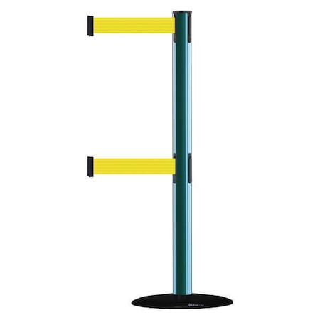 Tensabarrier Barrier Post with Belt, 7 1/2 ft Length, 38 in Post Height, No Legend 889T2B-33-28-STD-NO-Y5X-C