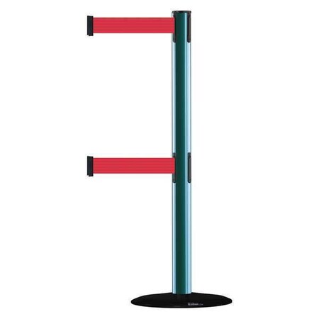 Tensabarrier Barrier Post with Belt, 7 1/2 ft Length, 38 in Post Height, No Legend 889T2B-33-28-STD-NO-R5X-C
