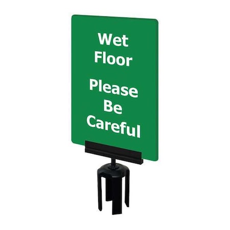Tensabarrier Acrylic Sign, Green, Wet Floor S08-P-28-7X11-V-HDSB-1701-33