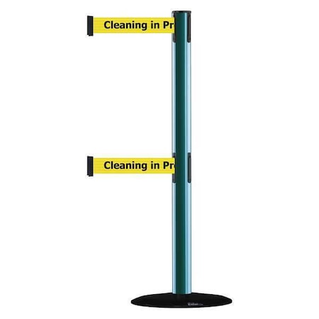 Tensabarrier Barrier Post with Belt, 7 1/2 ft Length, 38 in Post Height, Cleaning in Progress 889T2B-33-28-STD-NO-YCX-C