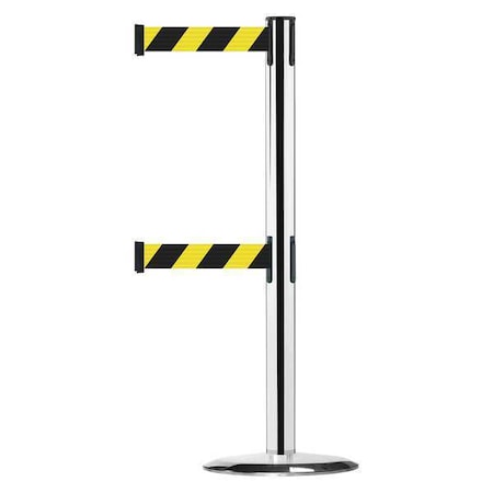 Tensabarrier Barrier Post with Belt, 7 1/2 ft Length, 38 in Post Height, No Legend 889T2U-1P-1P-STD-NO-D4X-C