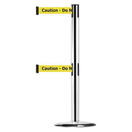 Tensabarrier Barrier Post with Belt, 7 1/2 ft Length, 38 in Post Height, Caution Do Not Enter 889T2U-1P-1P-STD-NO-YAX-C