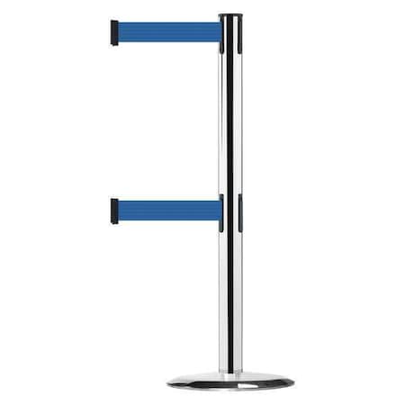 Tensabarrier Barrier Post with Belt, 7 1/2 ft Length, 38 in Post Height, No Legend 889T2U-1P-1P-STD-NO-L5X-C