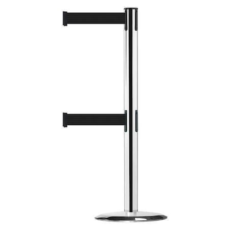 Tensabarrier Barrier Post with Belt, 7 1/2 ft Length, 38 in Post Height, No Legend 889T2U-1P-1P-STD-NO-B9X-C