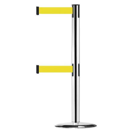 Tensabarrier Barrier Post with Belt, 7 1/2 ft Length, 38 in Post Height, No Legend 889T2U-1P-1P-STD-NO-Y5X-C