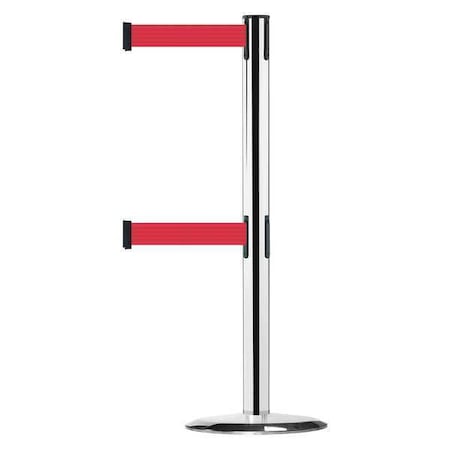 Tensabarrier Barrier Post with Belt, 7 1/2 ft Length, 38 in Post Height, No Legend 889T2U-1P-1P-STD-NO-R5X-C