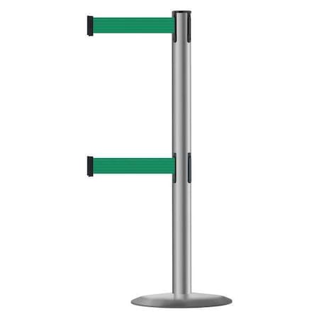 Tensabarrier Barrier Post with Belt, 7 1/2 ft Length, 38 in Post Height, No Legend 889T2U-3P-3P-STD-NO-G6X-C