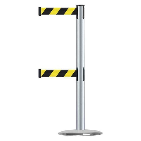 Tensabarrier Barrier Post with Belt, 7 1/2 ft Length, 38 in Post Height, No Legend 889T2U-1S-1S-STD-NO-D4X-C