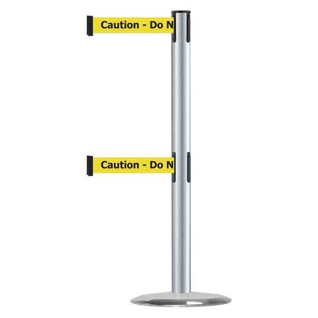 Tensabarrier Barrier Post with Belt, 7 1/2 ft Length, 38 in Post Height, Caution Do Not Enter 889T2U-1S-1S-STD-NO-YAX-C