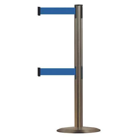 Tensabarrier Barrier Post with Belt, 7 1/2 ft Length, 38 in Post Height, No Legend 889T2U-3S-3S-STD-NO-L5X-C