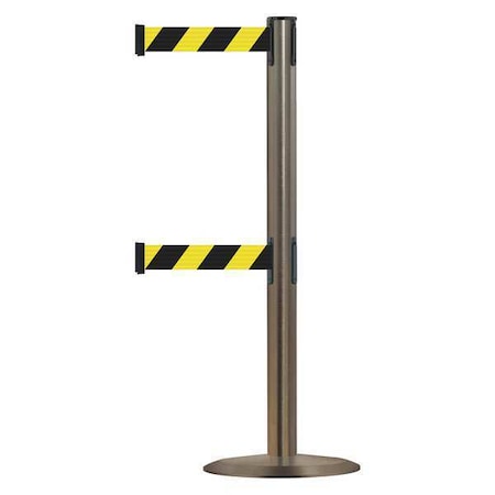Tensabarrier Barrier Post with Belt, 7 1/2 ft Length, 38 in Post Height, No Legend 889T2U-3S-3S-STD-NO-D4X-C