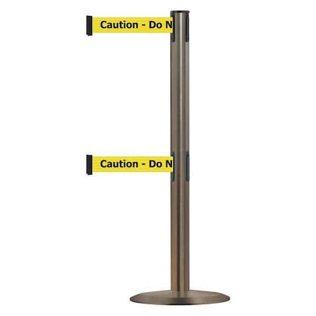 Tensabarrier Barrier Post with Belt, 7 1/2 ft Length, 38 in Post Height, Caution Do Not Enter 889T2U-3S-3S-STD-NO-YAX-C