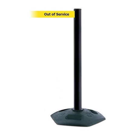 Tensabarrier Barrier Post with Belt, 7 1/2 ft Length, 38 in Post Height, Out of Service 886-33-STD-NO-YEX-C