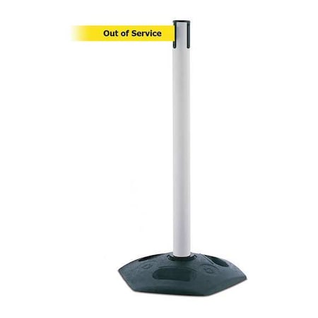 Tensabarrier Barrier Post with Belt, 7 1/2 ft Length, 38 in Post Height, Out of Service 886-32-STD-NO-YEX-C