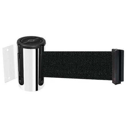 Tensabarrier Retractable Belt Barrier, Black, 7 1/2 ft Length, Polished chrome 896-STD-1P-STD-NO-B9X-C