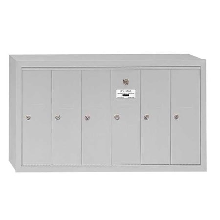 Salsbury Industries Mailbox, Aluminum, Powder Coated, 6 Doors, Surface, - 3506ASU