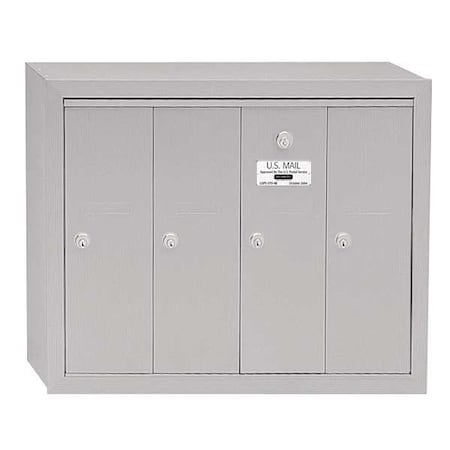 Salsbury Industries Mailbox, Aluminum, Powder Coated, 4 Doors, Surface, - 3504ASU