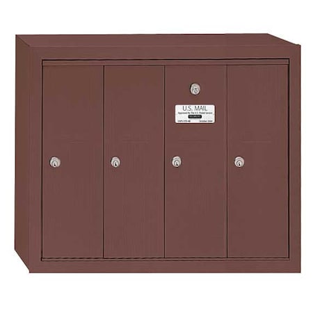 Salsbury Industries Mailbox, Bronze, Powder Coated, 4 Doors, Surface, - 3504ZSU