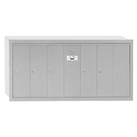 Salsbury Industries Mailbox, Aluminum, Powder Coated, 7 Doors, Recessed, - 3507ARU