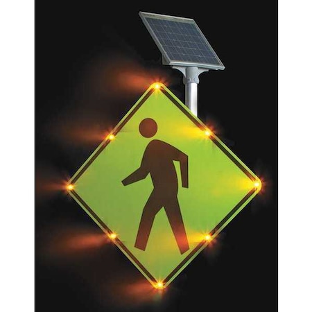 Tapco LED Traffic Sign, Pedestrian Crossing Pictogram, Black/Fluorescent Yellow Green, 30" W, 30" H 2180-00214