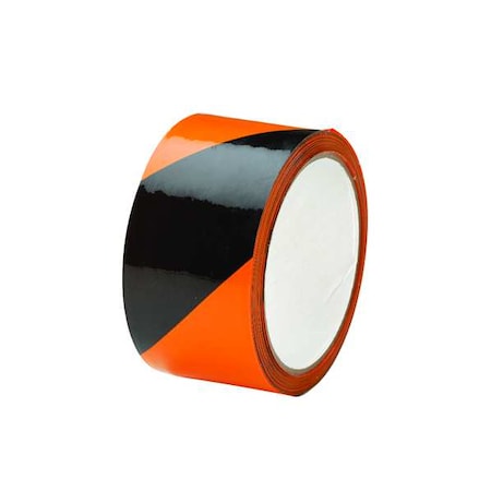 Zoro Select Floor Marking Tape, vinyl, Striped, Black, Orange, 2 in W., 5 mil Thickness 3YRX8