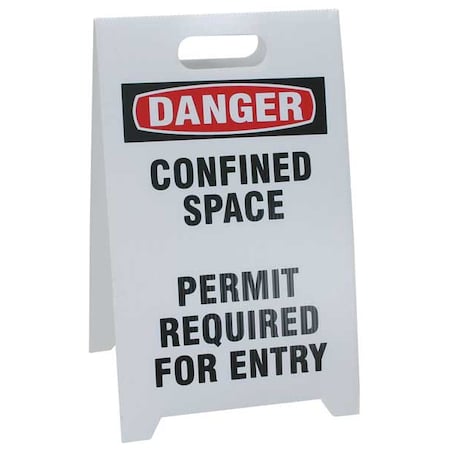 See All Industries Floor Safety Sign, 20 in H, 12 in W, Corrugated Plastic, Triangle, English, TP-DCONFS TP-DCONFS