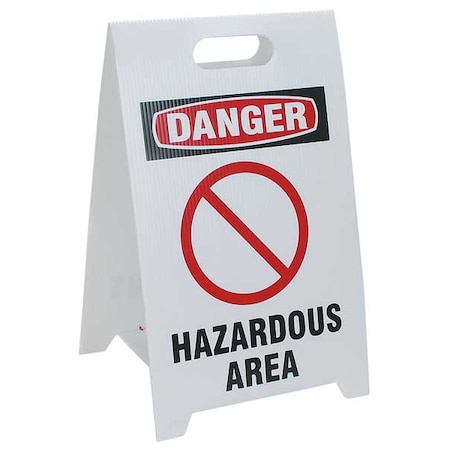 See All Industries Floor Safety Sign, 20 in H, 12 in W, Corrugated Plastic, Triangle, English, TP-DHAZA TP-DHAZA