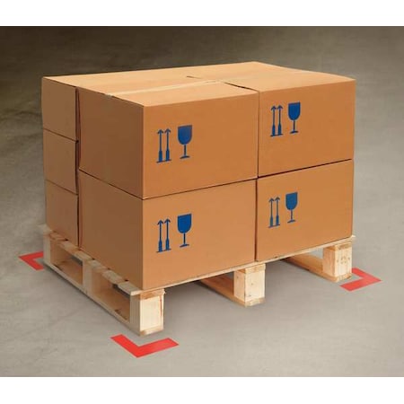 Mighty Line Floor Marking Tape, vinyl, No Legend, Red, 2 in W., 55 mil Thickness, 100 PK ANGLER