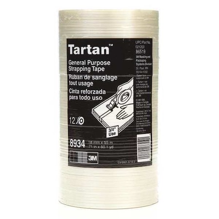 3M Filament Tape, 18mm x 55m, 4 mil, PK48 8934
