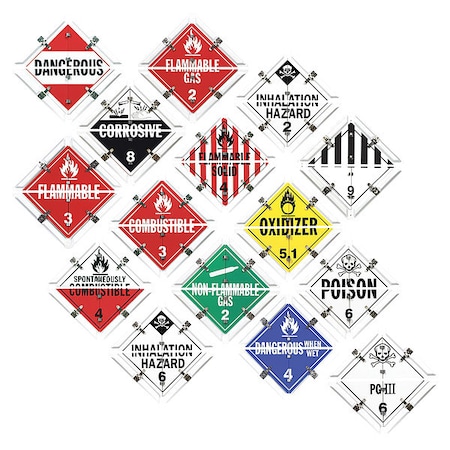 Jj Keller DOT Container Placard, Various DOT Classes, Aluminum, 13" W x 13" H 608TPFD