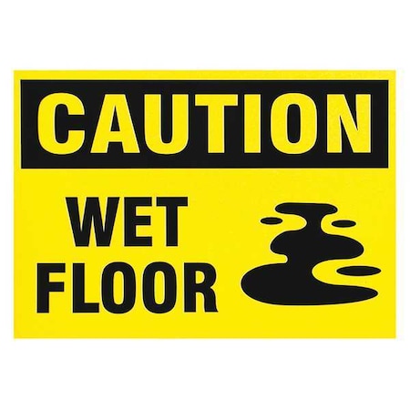 Brady Caution Sign, 7" H, 10" W, Vinyl, Rectangle, English, SM673E SM673E