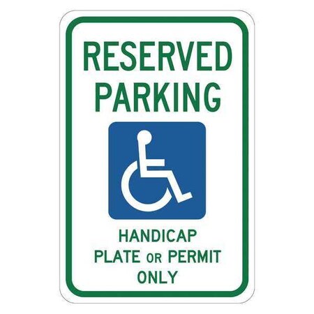 Brady Handicap Parking Sign, 18"H, 12"W, Alum, 115250 115250