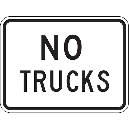 Lyle No Trucks Traffic Sign, 18 in H, 24 in W, Aluminum, Horizontal Rectangle, English, R5-2P-24HA R5-2P-24HA