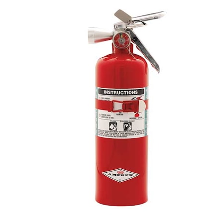 Amerex Fire Extinguisher, 5 lb Capacity, Class BC , UL Rating5B:C , Halotron 9 sec, Discharge Time: B386T