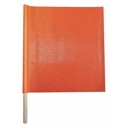 Zoro Select Handheld Warning Flag, Vinyl Coated Mesh, 18 in Height, 24" Length, Orange 3YWY4