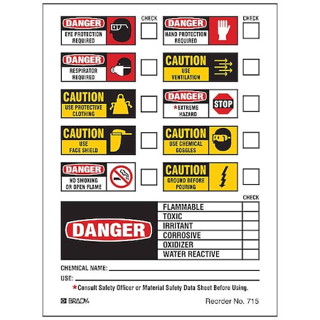 Brady Rectangle Secondary Label, Multicolor, Pk100 715LS
