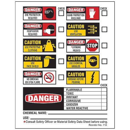 Brady Rectangle Secondary Label, Multicolor, Pk100 716LS
