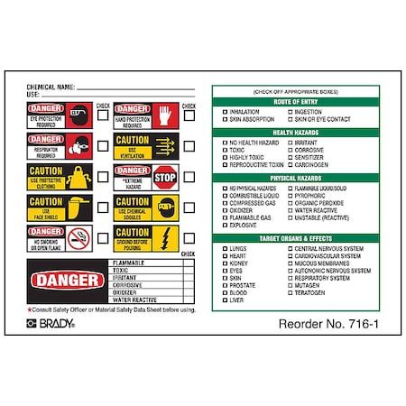 Brady Rectangle Secondary Label, Multicolor, Pk100 716-1LS